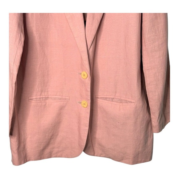 Carole Little Petites Linen Blazer Silk Lined Career Jacket‎ Pink Women Size 12 - Picture 3 of 7